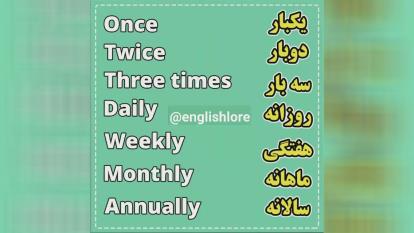 پوستر چند واژه مرتبط Once Twice Three times daily weekly Monthly...