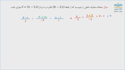 پوستر معادلات خط و صفحه، آموزش ریاضی عمومی 2 رشته ریاضیات و...